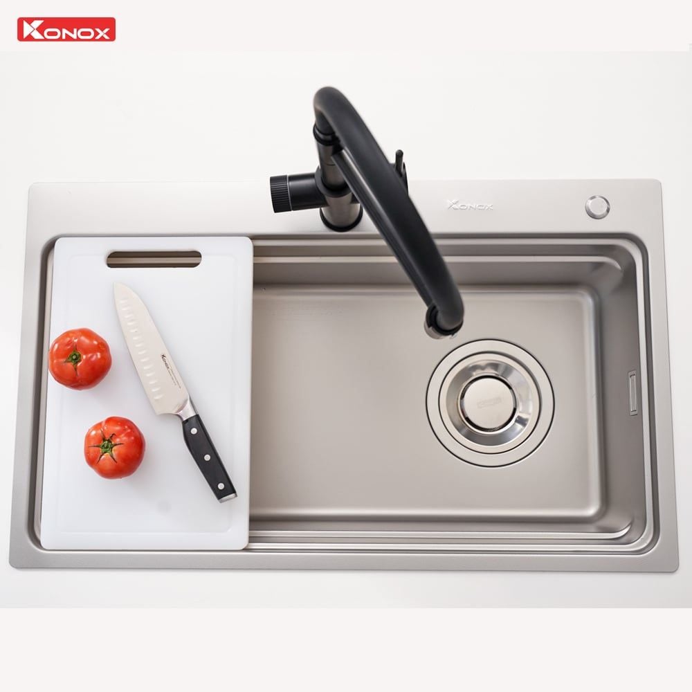 Chậu rửa bát Konox KN8048TS Dekor 1 hố chống xước Workstation Sink