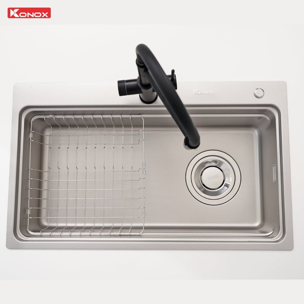 Chậu rửa bát Konox KN8048TS Dekor 1 hố chống xước Workstation Sink