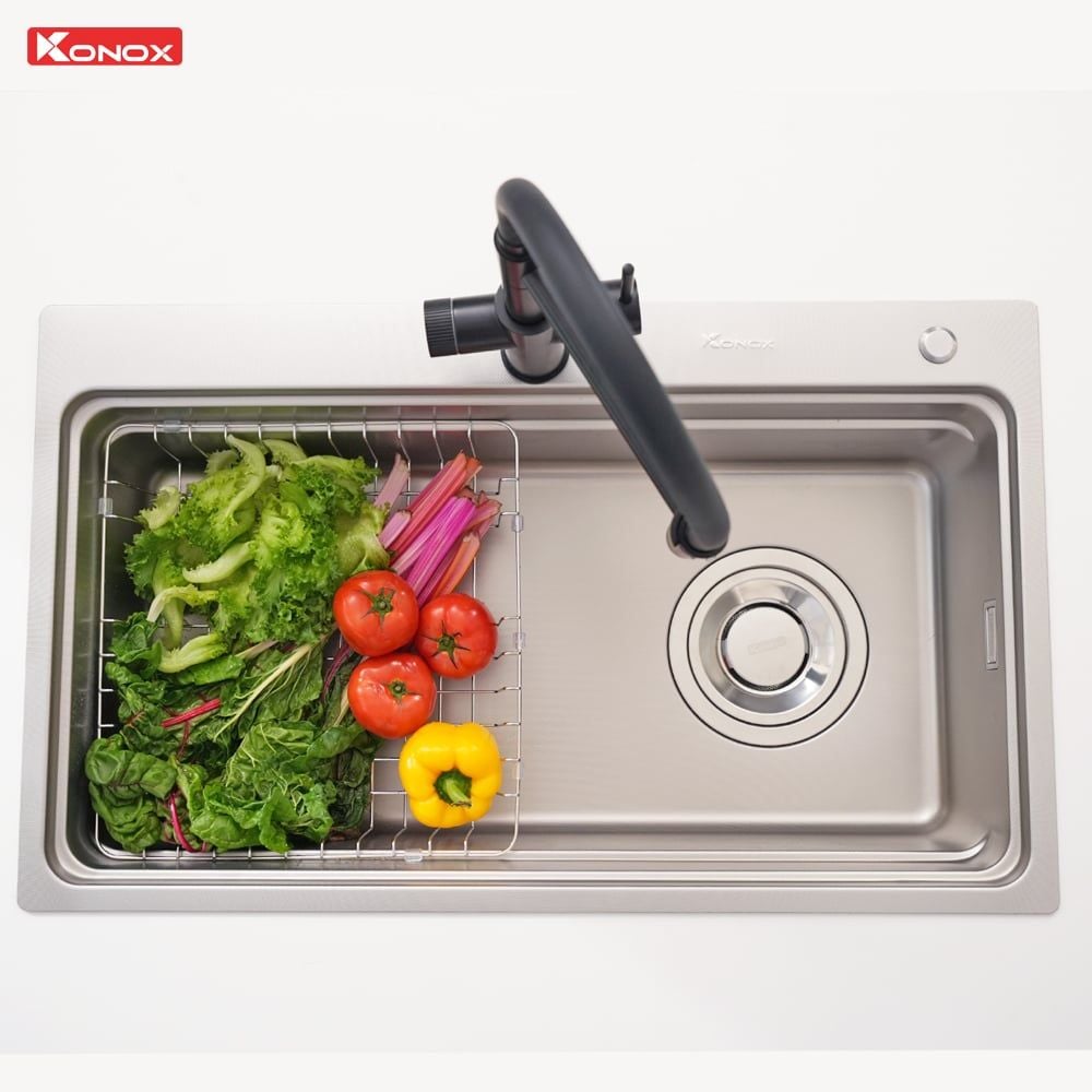 Chậu rửa bát Konox KN8048TS Dekor 1 hố chống xước Workstation Sink
