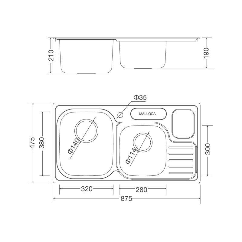 Chậu rửa chén Malloca MS 1024