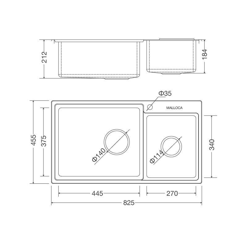 Chậu rửa chén Malloca MS 8801