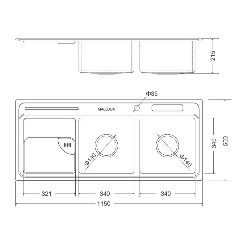 Chậu rửa chén Malloca MS 8816