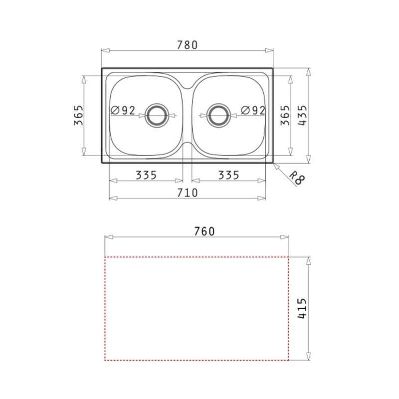 Chậu rửa chén Pyramis BASIC E78 2B SATIN 100138801