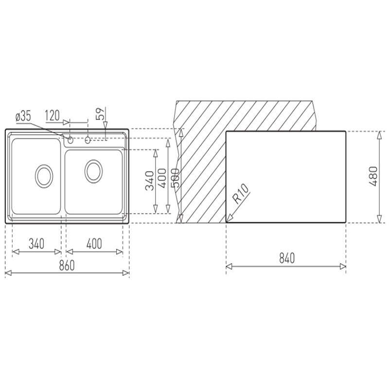Chậu rửa chén Teka Stage 2B 40108100