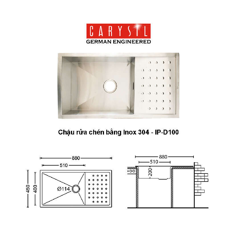 Chậu rửa inox Carysil IP-D100