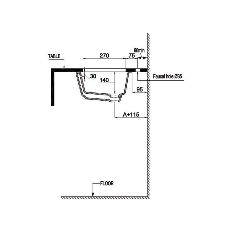 Chậu lavabo âm bàn Sapporo 545 Hafele 588.79.014