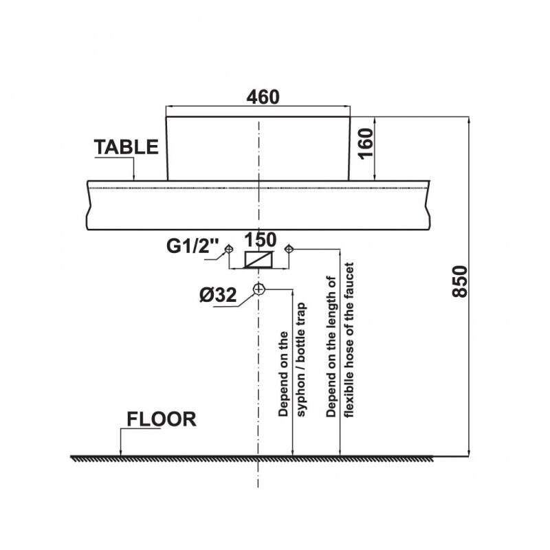 Chậu lavabo đặt bàn Sapporo 460 Hafele 588.79.002