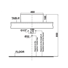 Chậu lavabo đặt bàn Sapporo 460 Hafele 588.79.002