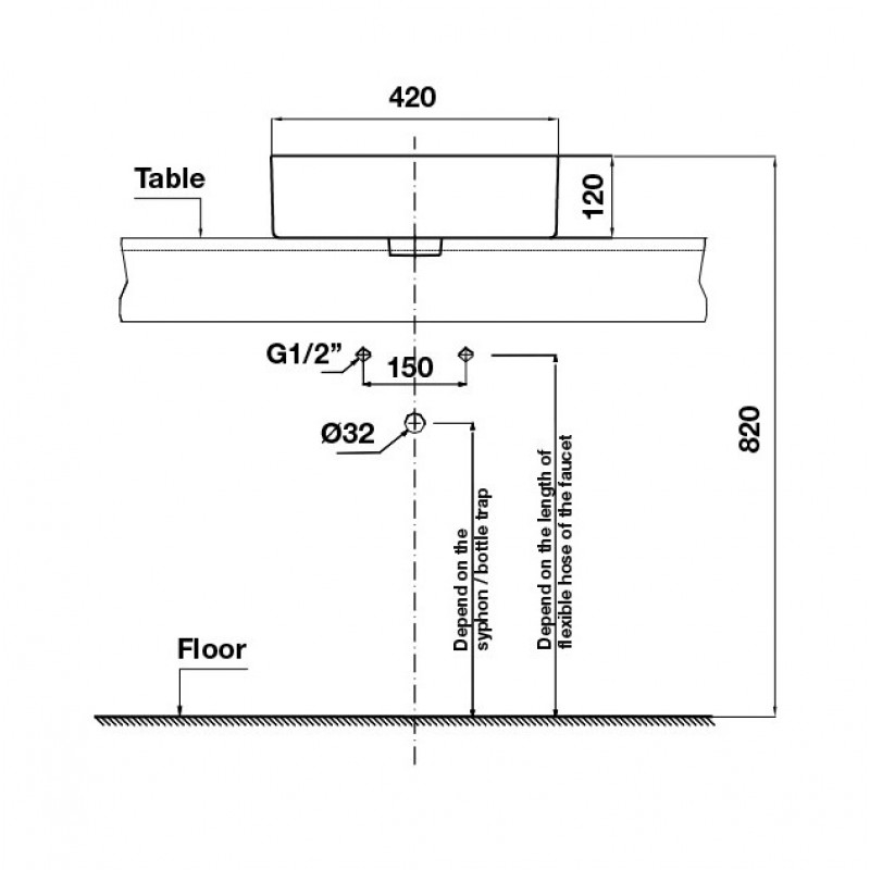 Chậu lavabo đặt bàn Sapporo Hafele 588.79.072