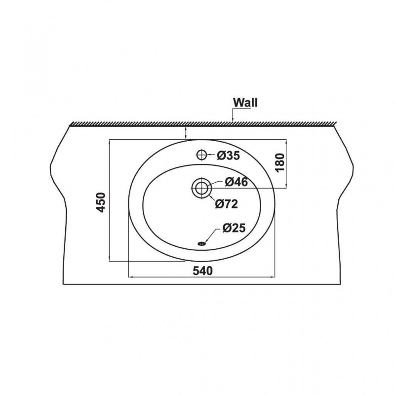Chậu lavabo vành nổi Sapporo 540 Hafele 588.79.012