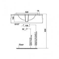Chậu lavabo vành nổi Sapporo 540 Hafele 588.79.012