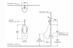 Bồn tiểu Cotto C30207BI treo tường Chloe