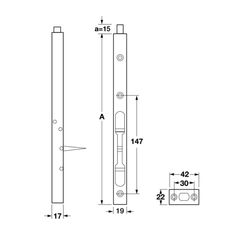 Chốt âm 305mm màu đồng bóng Häfele 489.71.461