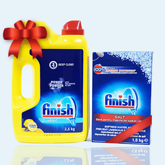 Combo Bột rửa bát Finish 2.5KG + Muối 1.5KG
