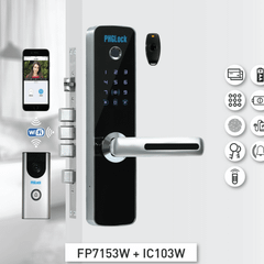 Combo khóa điện tử, chuông cửa PHGLock FP7153WS + IC103W