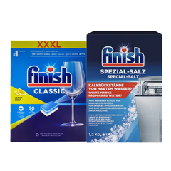 Combo Viên rửa bát Finish Classic 90v + Muối 1.2kg