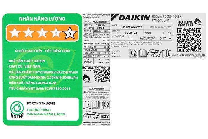 Máy lạnh Daikin FTKY35ZVMV/RKY35ZVMV Inverter 1 chiều 11.900 BTU 1.5 HP
