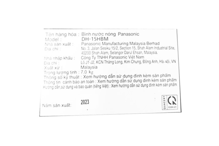 Máy nước nóng Panasonic DH-15HBMVW