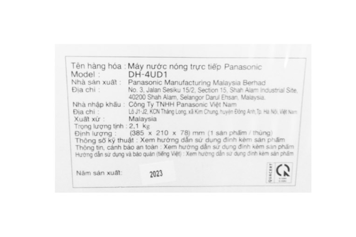 Máy nước nóng Panasonic DH-4UD1VZ trực tiếp