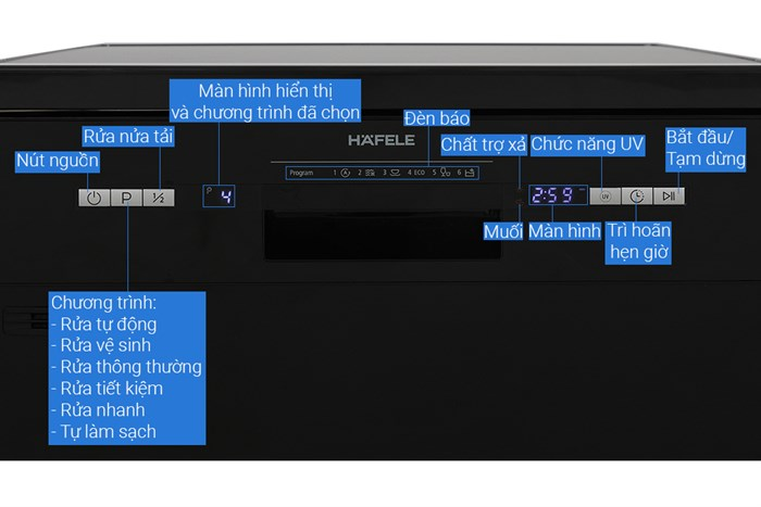 Máy rửa chén Hafele HDW-F601B 535.29.670 độc lập