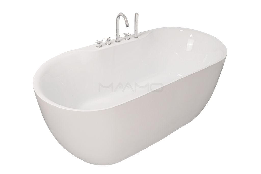 Bồn tắm Maamo MA-2424MS ovan thành mỏng gắn massage và sen vòi