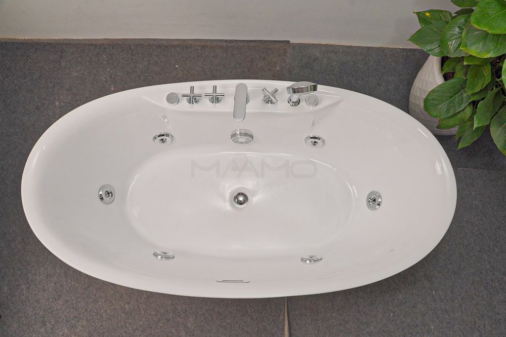 Bồn tắm Maamo MA-2426 ovan cạnh thẳng gắn massage và sen vòi