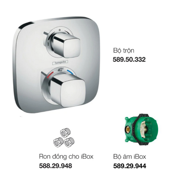 Bộ trộn âm 2 đường nước Ecostat E có điều nhiệt-15708000 Hansgrohe 580.17.999