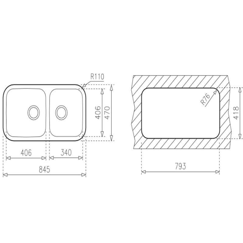 Chậu rửa inox TEKA BE 2B 845 (2C 845 D) 10125029