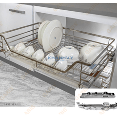 Giá xoong nồi – bát đĩa đa năng, nan vuông bề mặt điện hóa, dùng được cho cả cánh mở lẫn cánh kéo GD04.60E