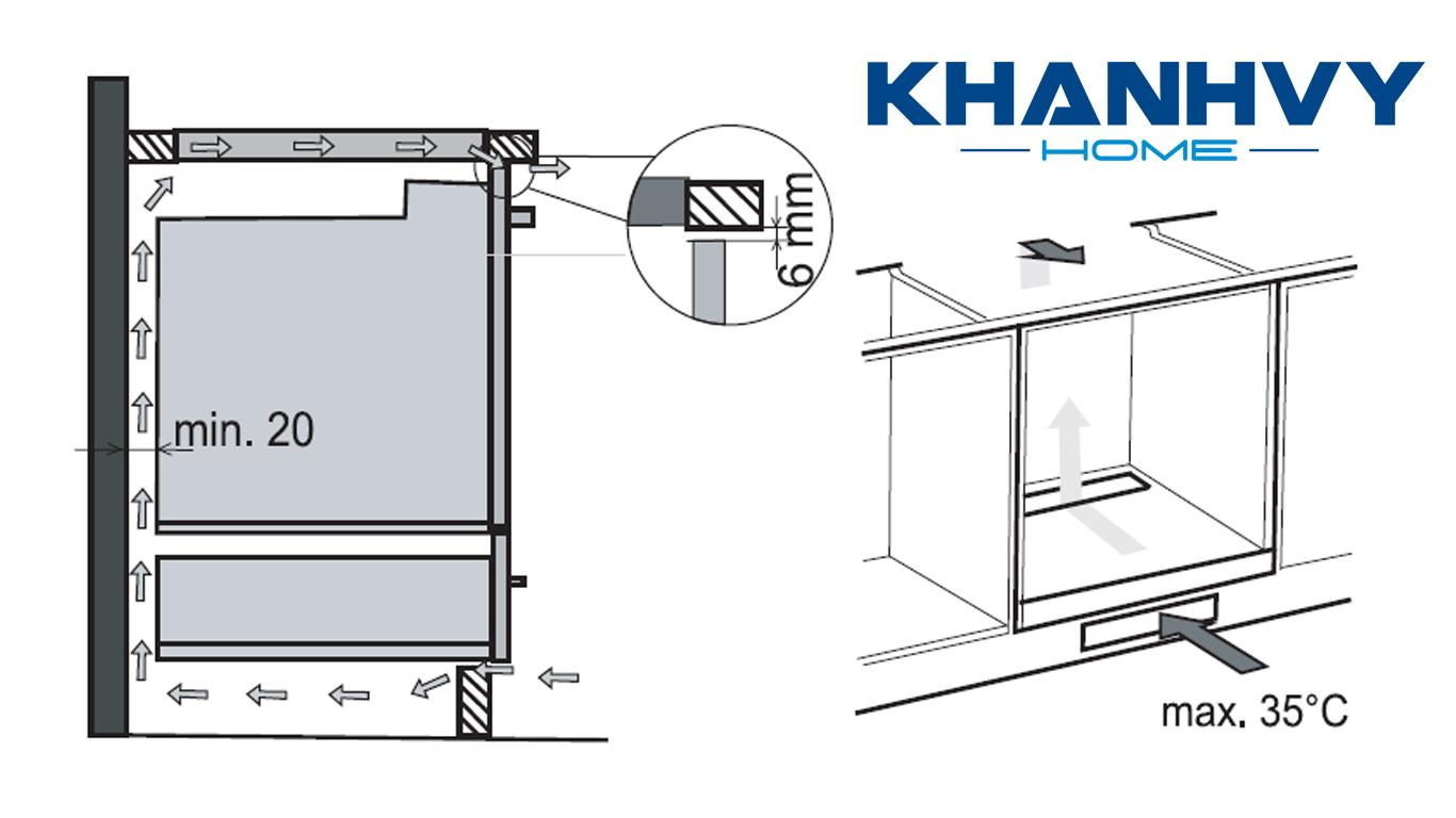 Cách đặt lò nướng vùng vào tủ bếp dưới