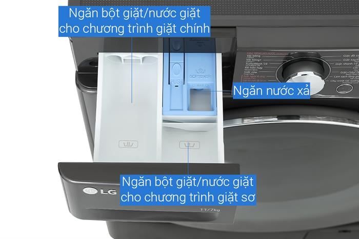 Máy giặt sấy LG FV1411D4B AI DD™ 11/7kg màu đen