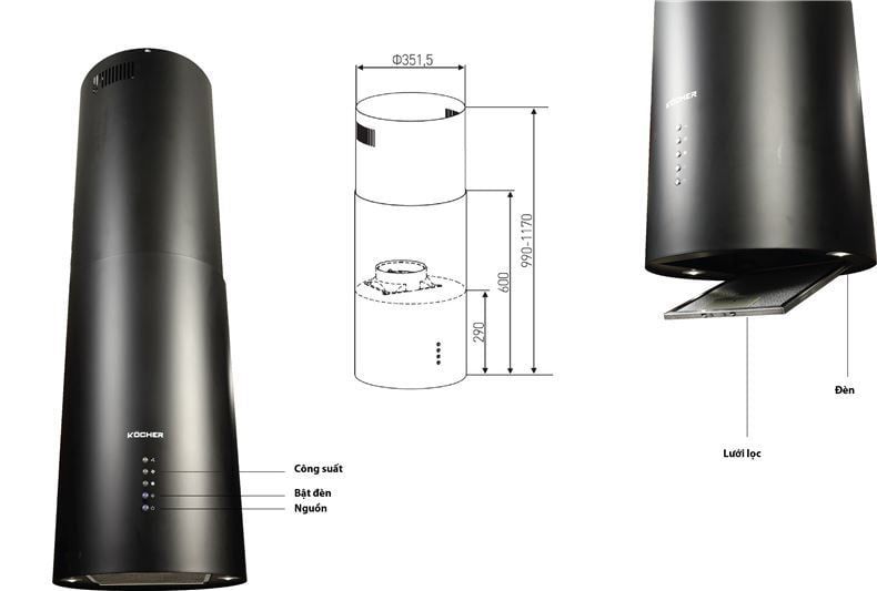 Máy hút mùi đảo Kocher Serena CXW-188BL