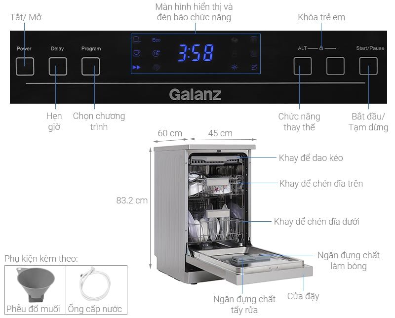 Máy rửa chén độc lập Galanz W45A3A401M-0E1(SS)