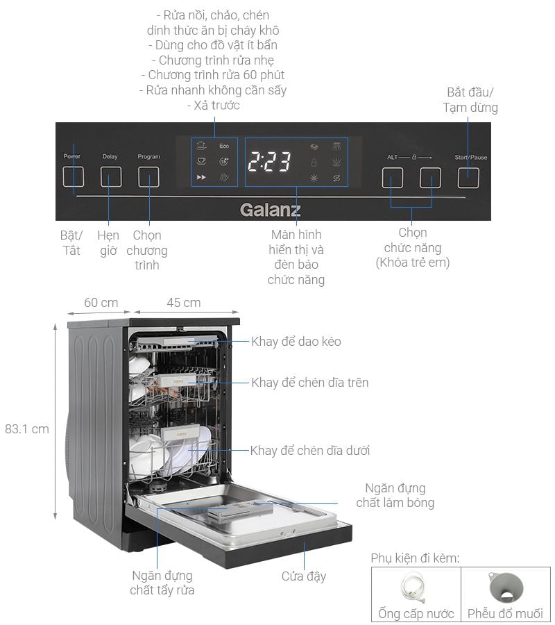 Máy rửa chén Galanz W45A3A401M-0E1(B)