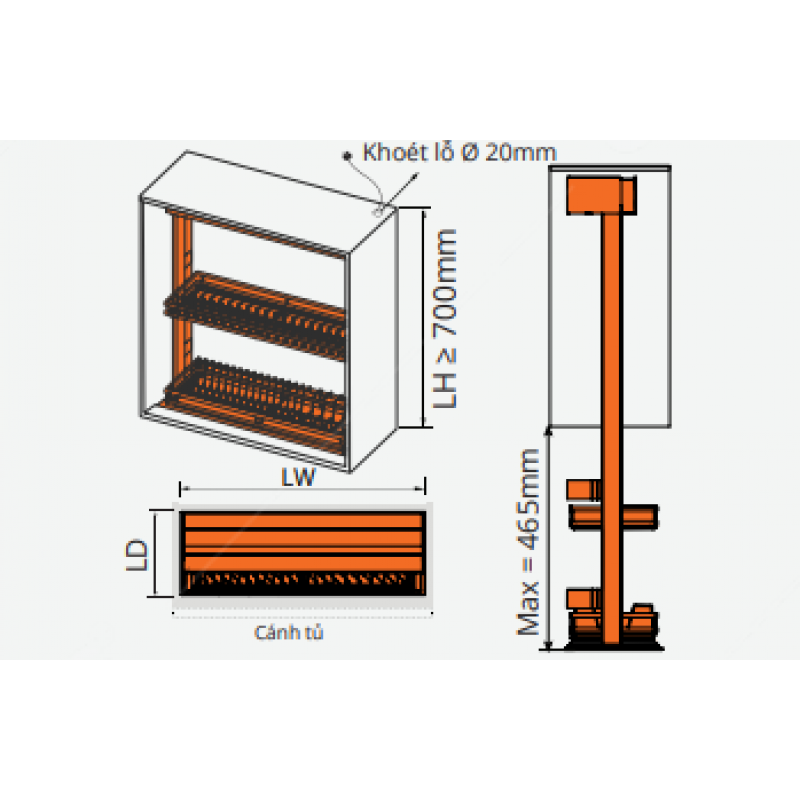 Giá bát đĩa nâng hạ điện Garis GL06.8XT