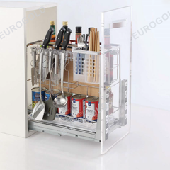 Giá dao thớt nan dẹt inox mờ, ray giảm chấn Eurogold EP30F