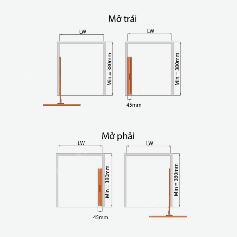 Giá treo gương âm tủ Garis GW31