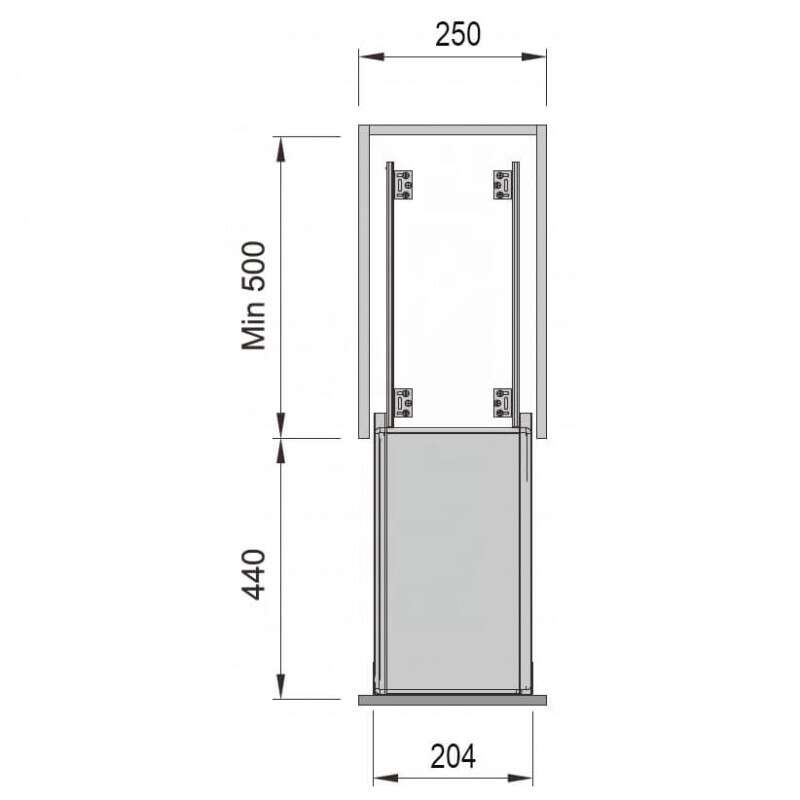 Kệ gia vị Imundex với ray âm giảm chấn cho thùng tủ 250mm 7 809 136