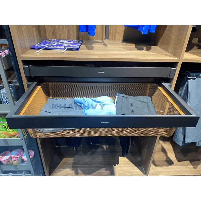 Giỏ để đồ gấp, ray giảm chấn, lưới cao cấp Eurogold EUA2190B