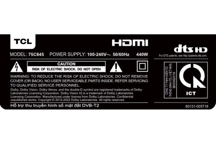 Tivi TCL 75C845 75 inch Mini LED All-Round TV 4K