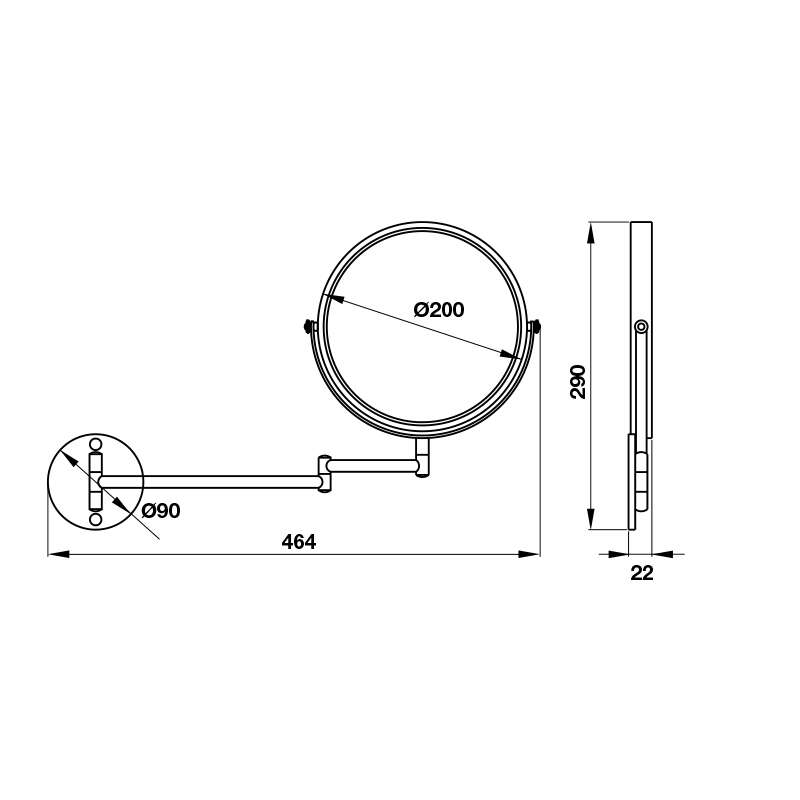 Gương phóng đại 200 mm Hafele 495.81.005