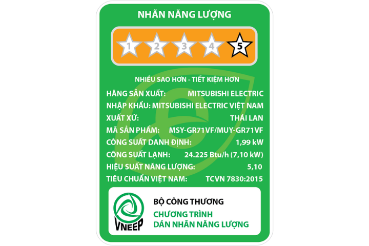 Máy lạnh Mitsubishi Electric MSY-GR71VF Inverter 1 chiều 24.225 BTU 3 HP