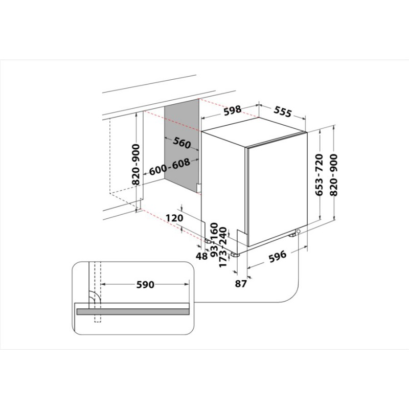 Máy rửa chén âm toàn phần 14 bộ Whirlpool WIO 3T133 P