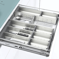 Khay chia inox 4 ngăn đựng dao, thìa, dĩa đặt trong ngăn kéo GT01.2