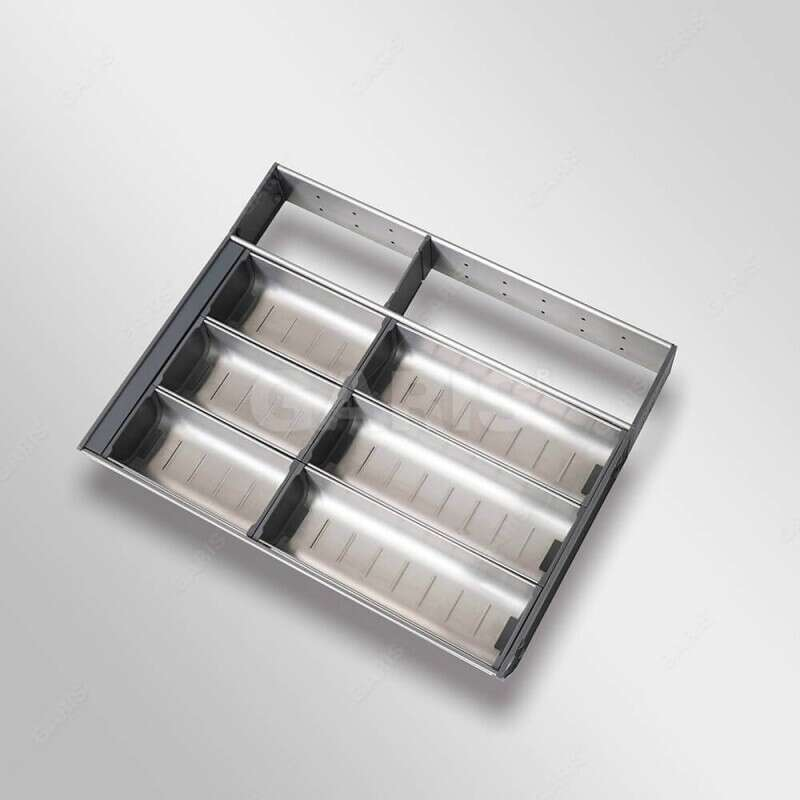 Khay chia inox 8 ngăn đựng dao, thìa, dĩa đặt trong ngăn kéo GT01.4