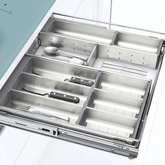 Khay chia inox 8 ngăn đựng dao, thìa, dĩa đặt trong ngăn kéo GT01.4