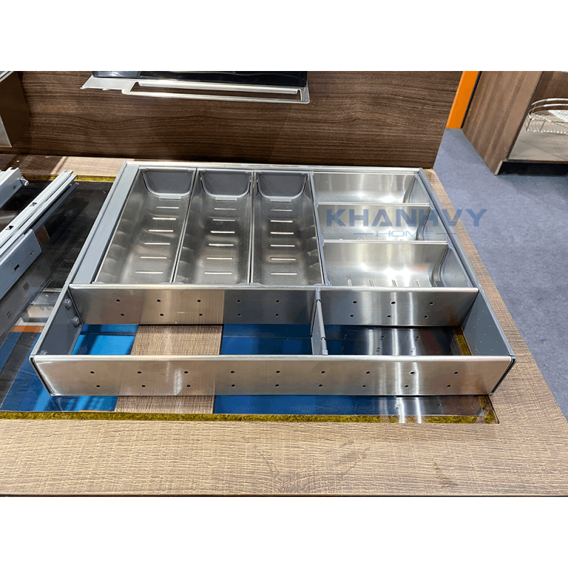 Khay chia inox 8 ngăn đựng dao, thìa, dĩa đặt trong ngăn kéo GT01.4