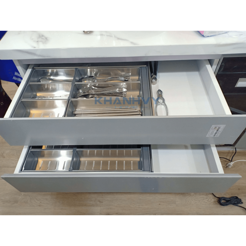 Khay chia inox 8 ngăn đựng dao, thìa, dĩa đặt trong ngăn kéo GT01.4