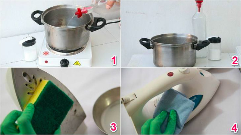 Các bước làm sạch bàn ủi bằng nước rửa chén