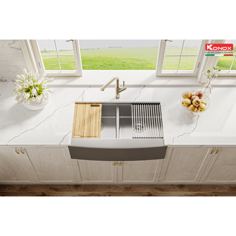 Chậu rửa bát Konox Workstation Sink – Apron Sink KN8751DA Curve